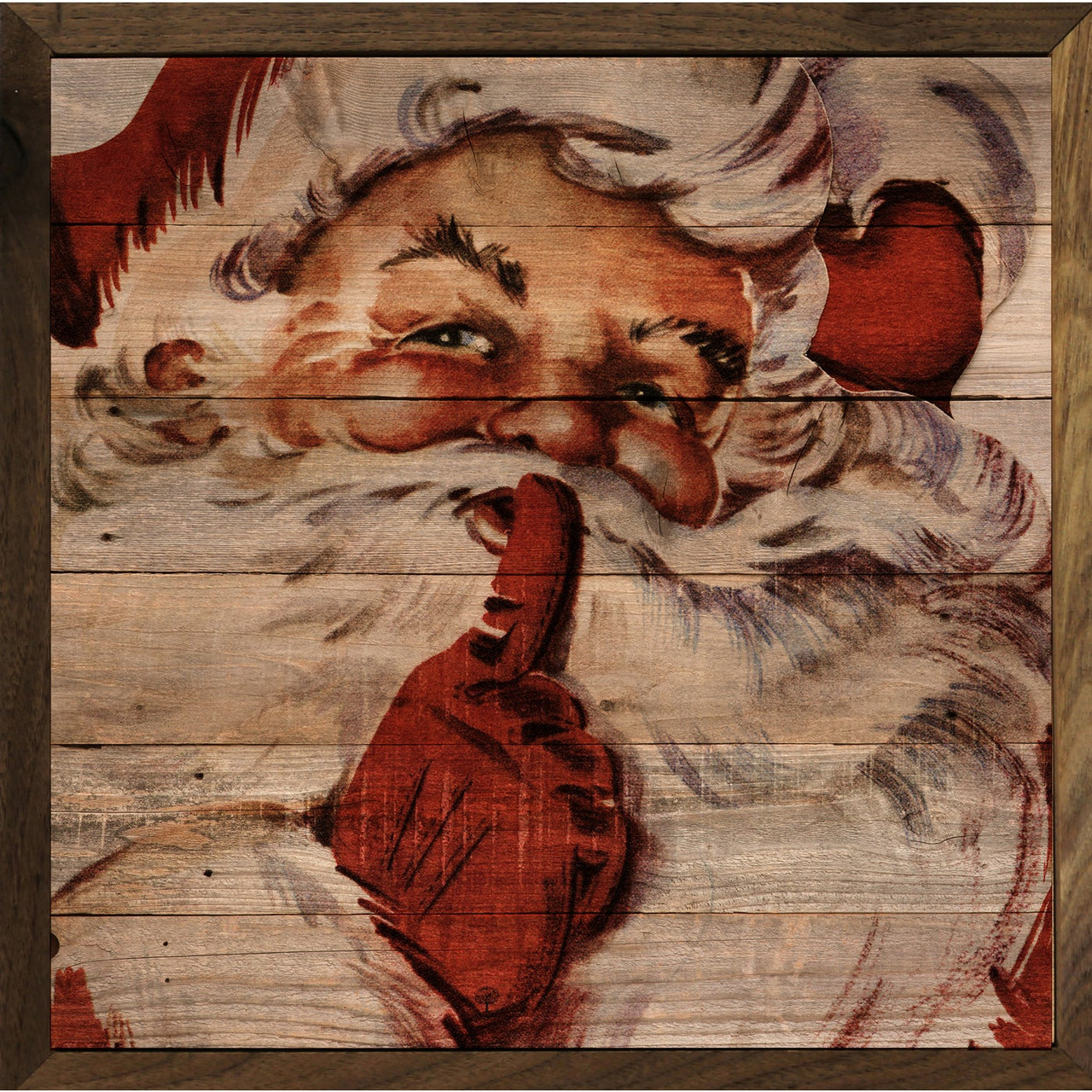 Santa Claus Shhh Artwork - Wood Framed Sign - Multiple Sizes
